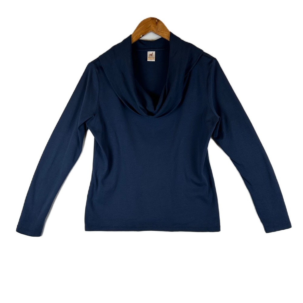 Peruvian Connection Womens Top L Blue Long Sleeve Cowl Neck Knit Pullover‎